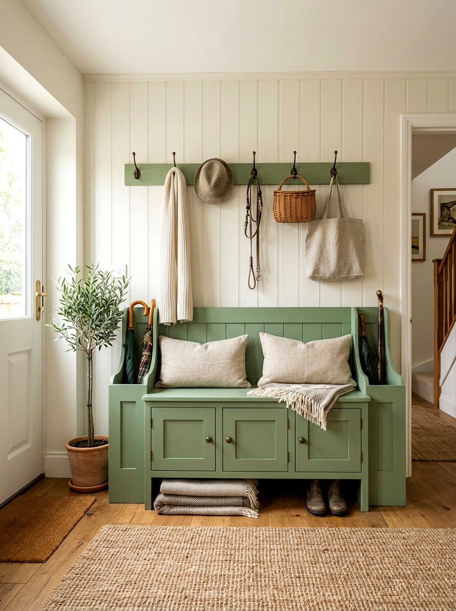 Shaker style umbrella storage bench - 30 umbrella cabinet ideas