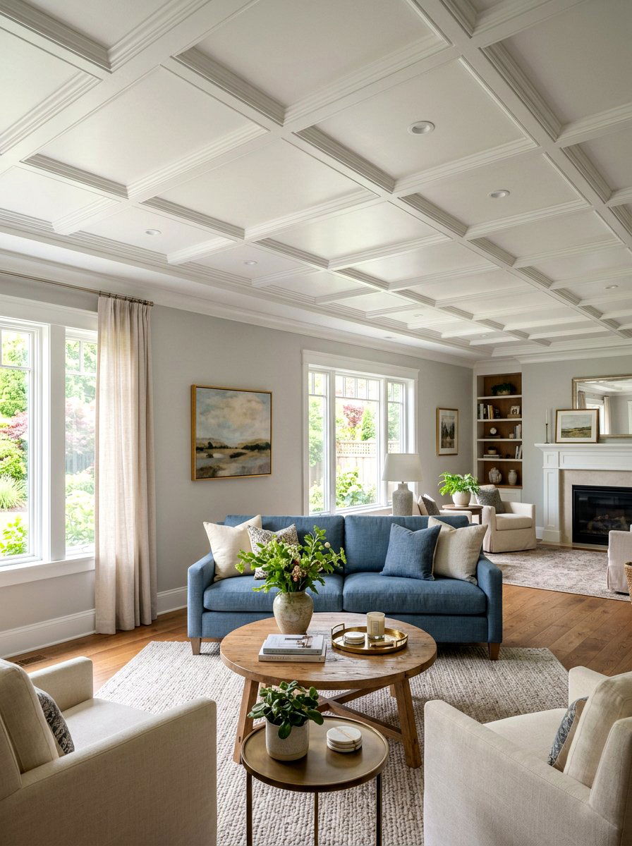 Shallow Coffered Ceiling Living Room - 30 coffered ceiling living room ideas