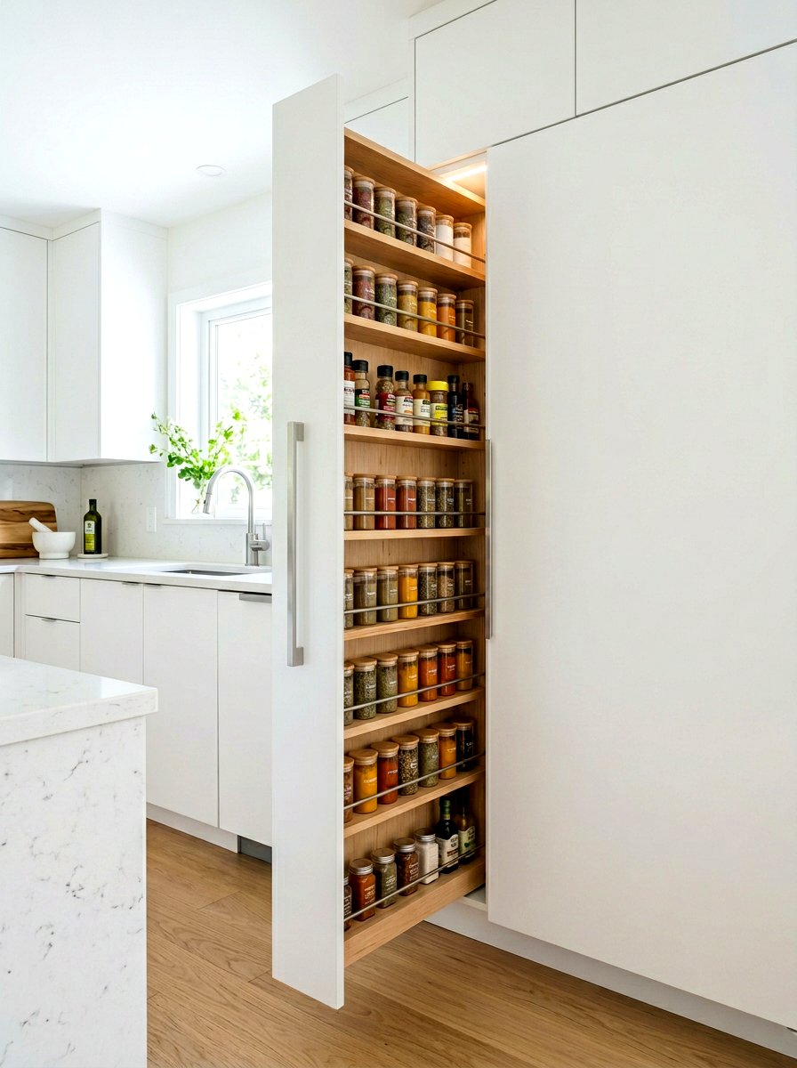 Shallow Depth Wall Pantry - 30 hidden pantry ideas