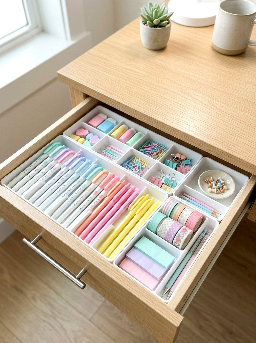 Shallow Drawer Stationery Tray - 30 desk drawer organization ideas