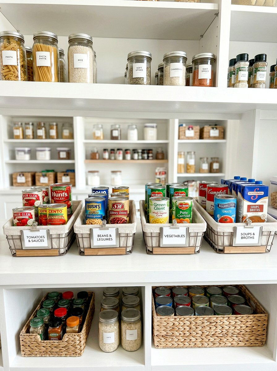 Shallow Pantry Basket - 30 basket pantry organization ideas