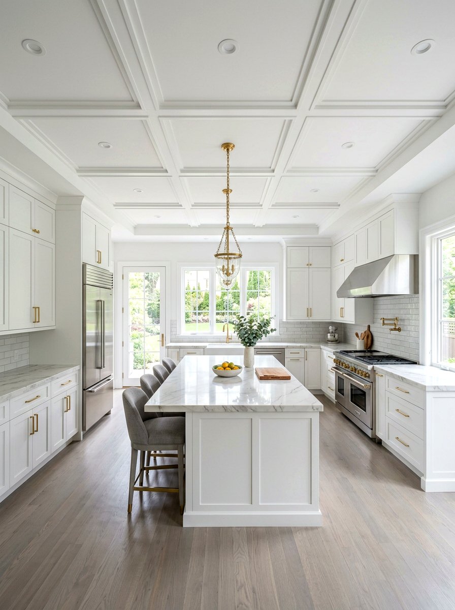 Shallow coffered ceiling kitchen - 30 coffered ceiling ideas