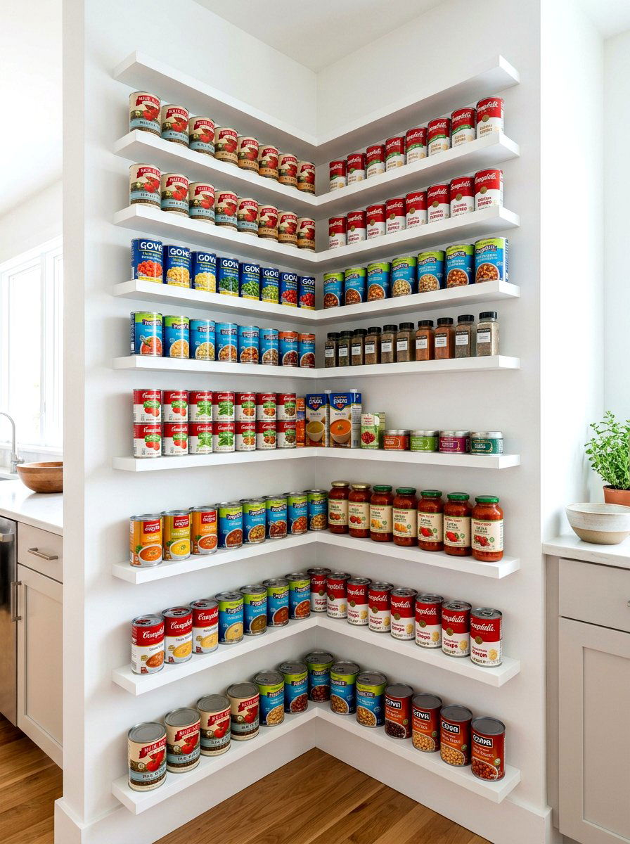 Shallow corner pantry shelves - 30 corner pantry shelving ideas