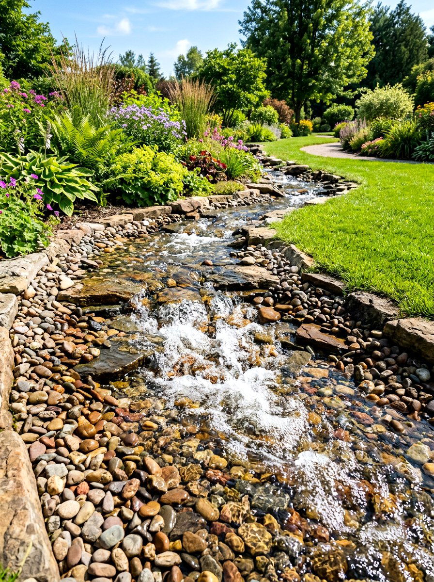 Shallow water riffle - 30 backyard stream ideas