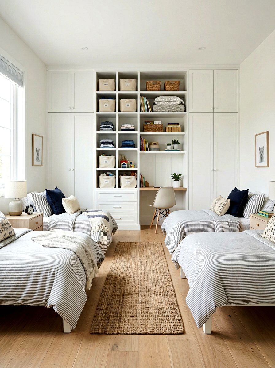 Shared Bedroom Storage Wall - 30 boys shared bedroom ideas