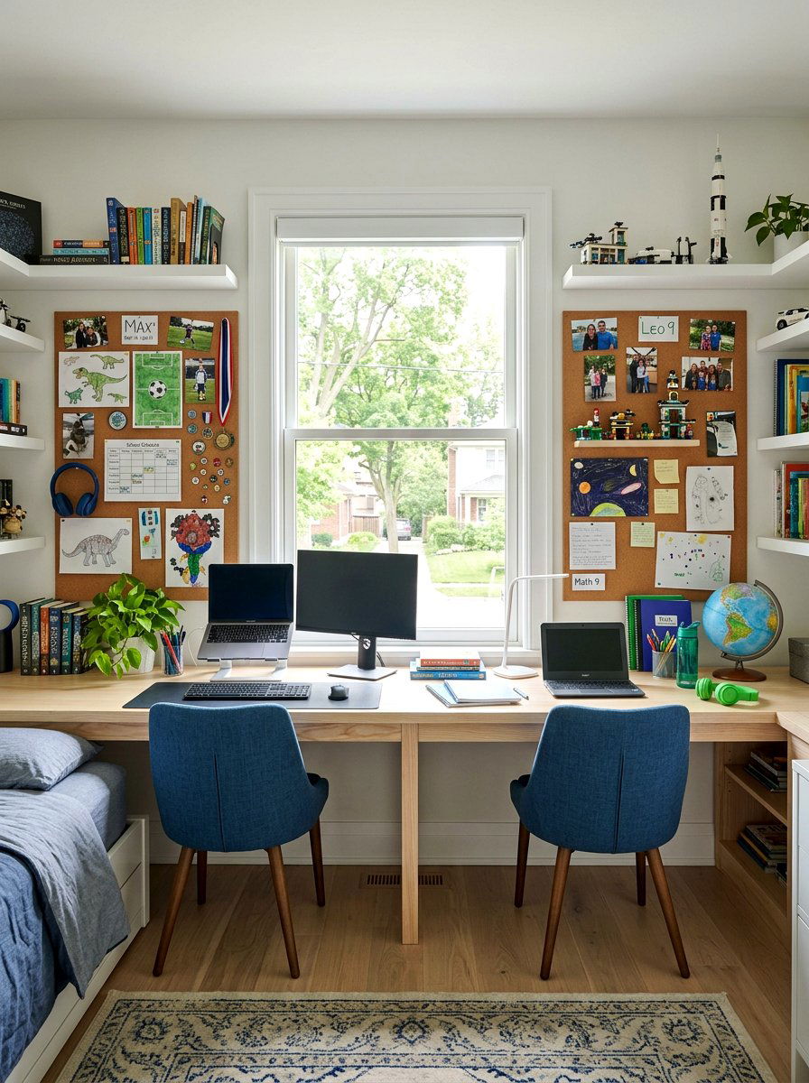 Shared Desk For Two Boys - 30 boys shared bedroom ideas