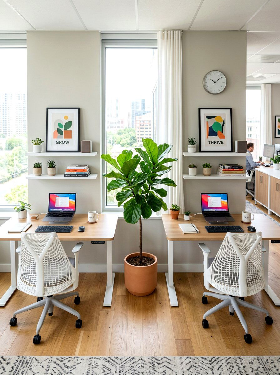 Shared Dual Workspace - 30 home office decor ideas