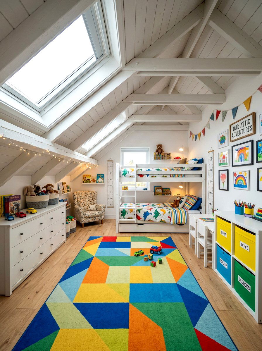 Shared Kids Attic Bedroom - 30 attic bedroom ideas