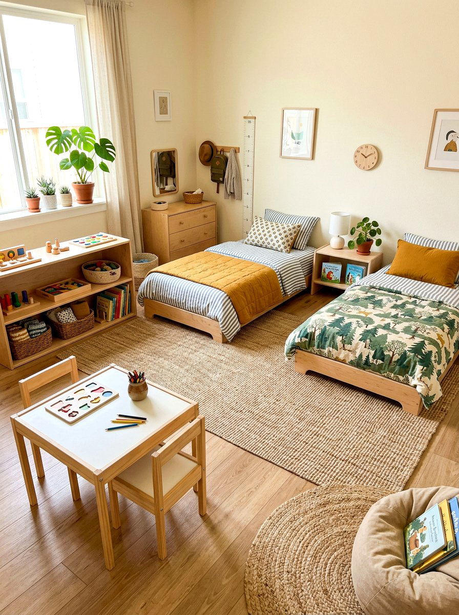 Shared Montessori Bedroom - 30 shared sibling room ideas