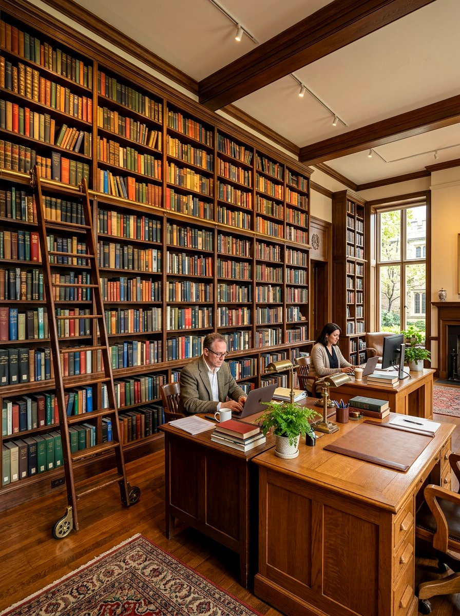 Shared Office With Library Wall - 30 shared office ideas