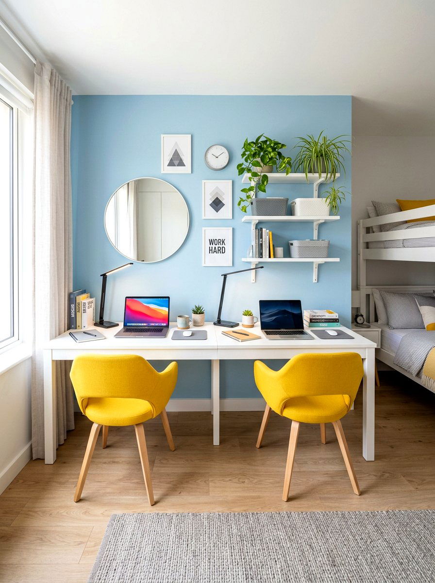 Shared Room Double Desk - 30 teen bedroom desk ideas