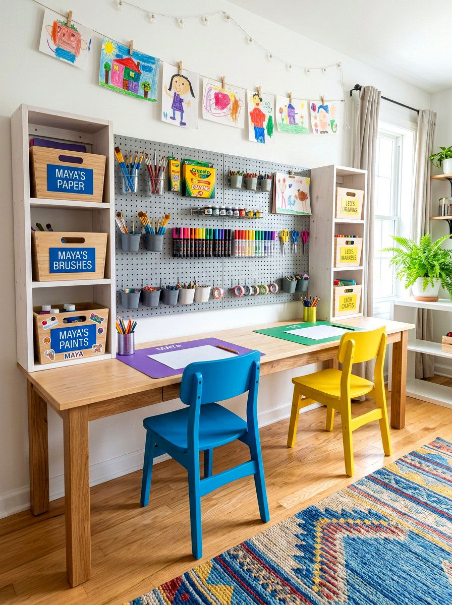 Shared Sibling Art Zone - 30 art corner ideas