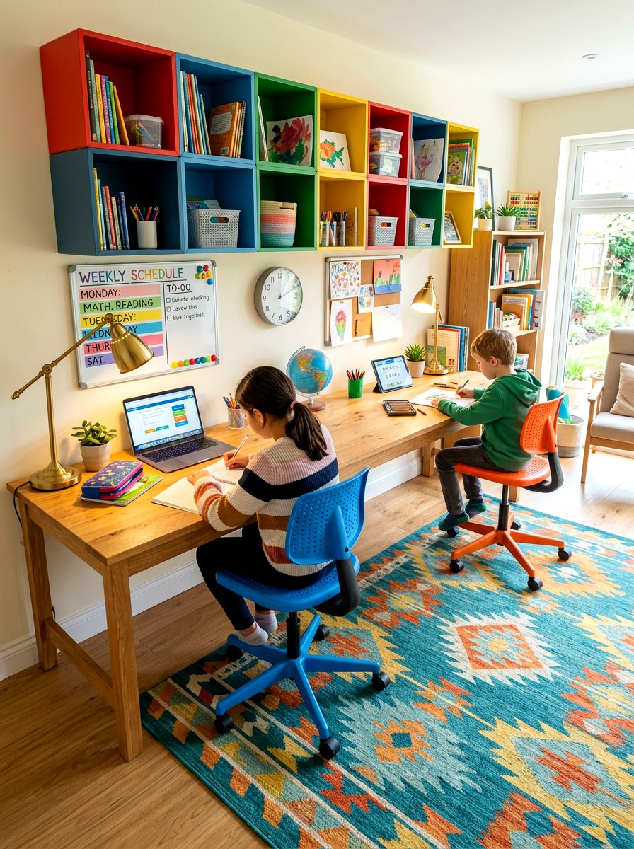 Shared Sibling Homeschool Workspace - 30 homeschool room ideas