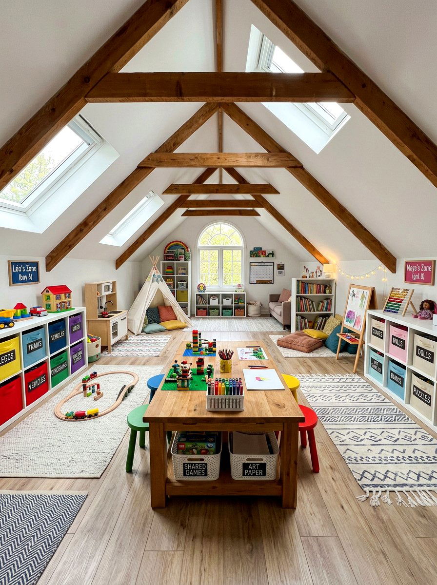 Shared Sibling Playroom - 30 attic playroom ideas