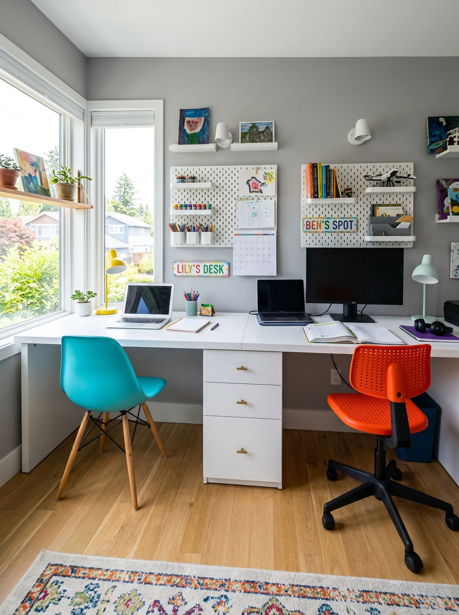 Shared Sibling Study Space - 30 homework studio kids ideas