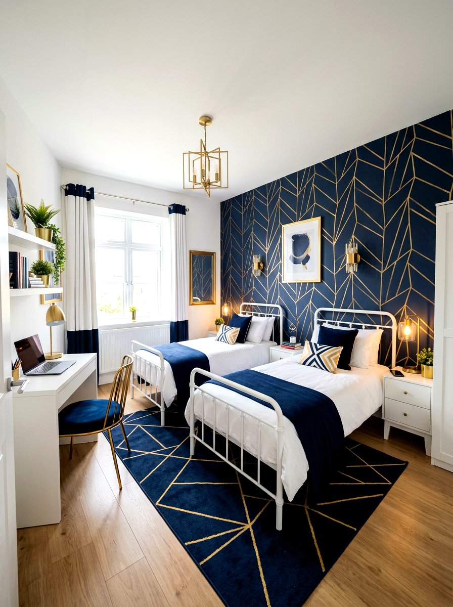 Shared Teen Bedroom Bold Wallpaper - 30 shared teen bedroom ideas