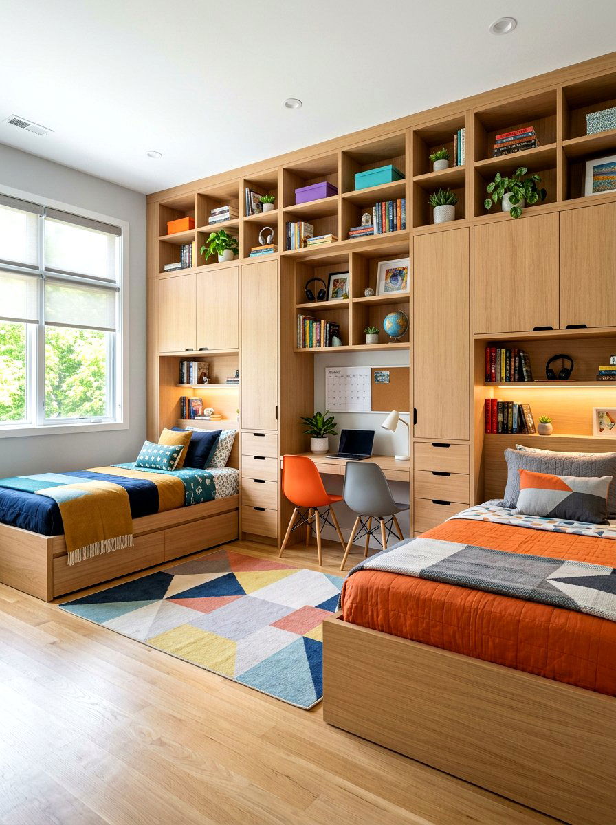 Shared Teen Bedroom Built In Storage - 30 shared teen bedroom ideas