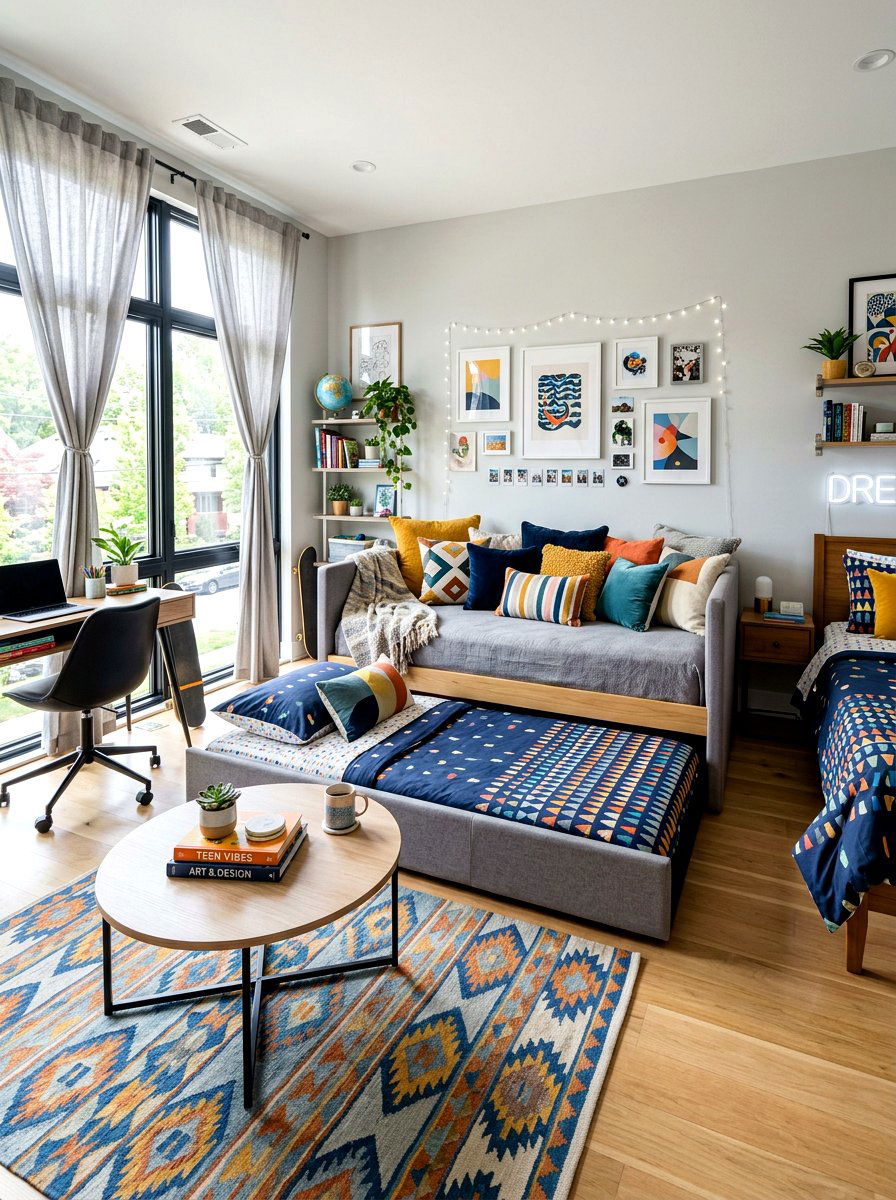 Shared Teen Bedroom Daybed Seating - 30 shared teen bedroom ideas