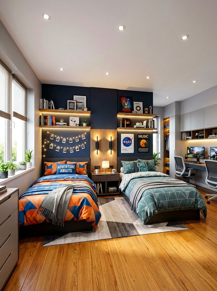 Shared Teen Bedroom Integrated Lighting - 30 shared teen bedroom ideas
