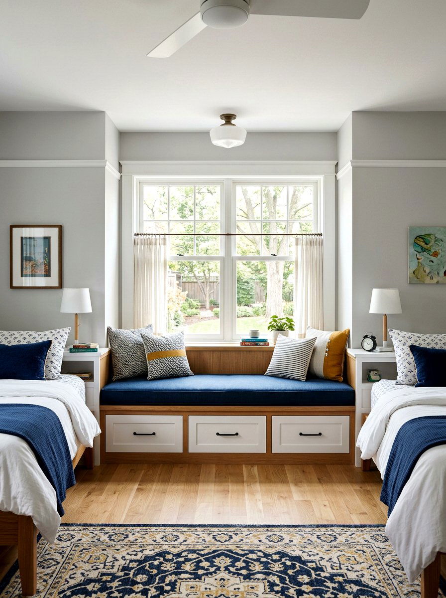 Shared Teen Bedroom Window Seat - 30 shared teen bedroom ideas