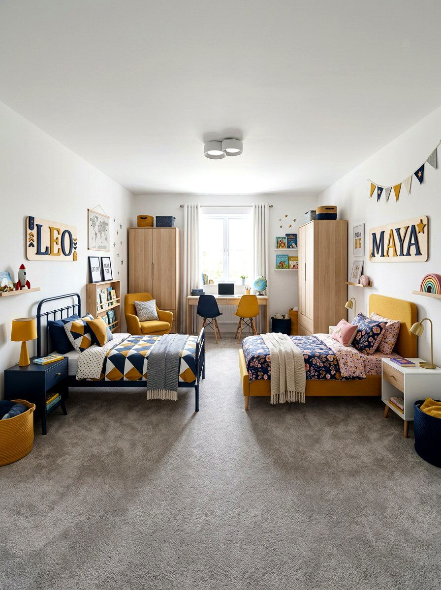 Shared bedroom for boy and girl - 30 shared kids room ideas