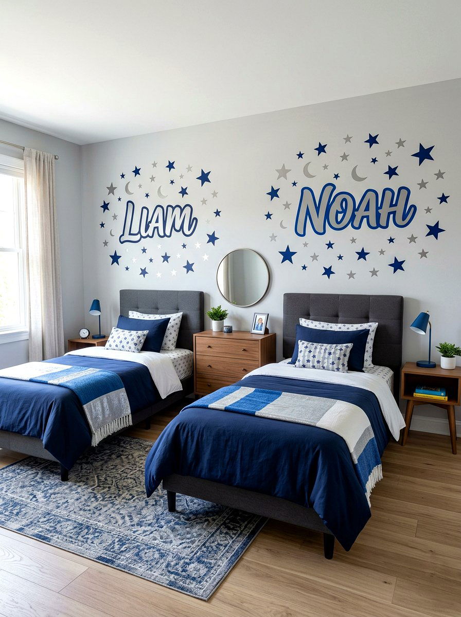 Shared bedroom wall decals - 30 shared kids room ideas