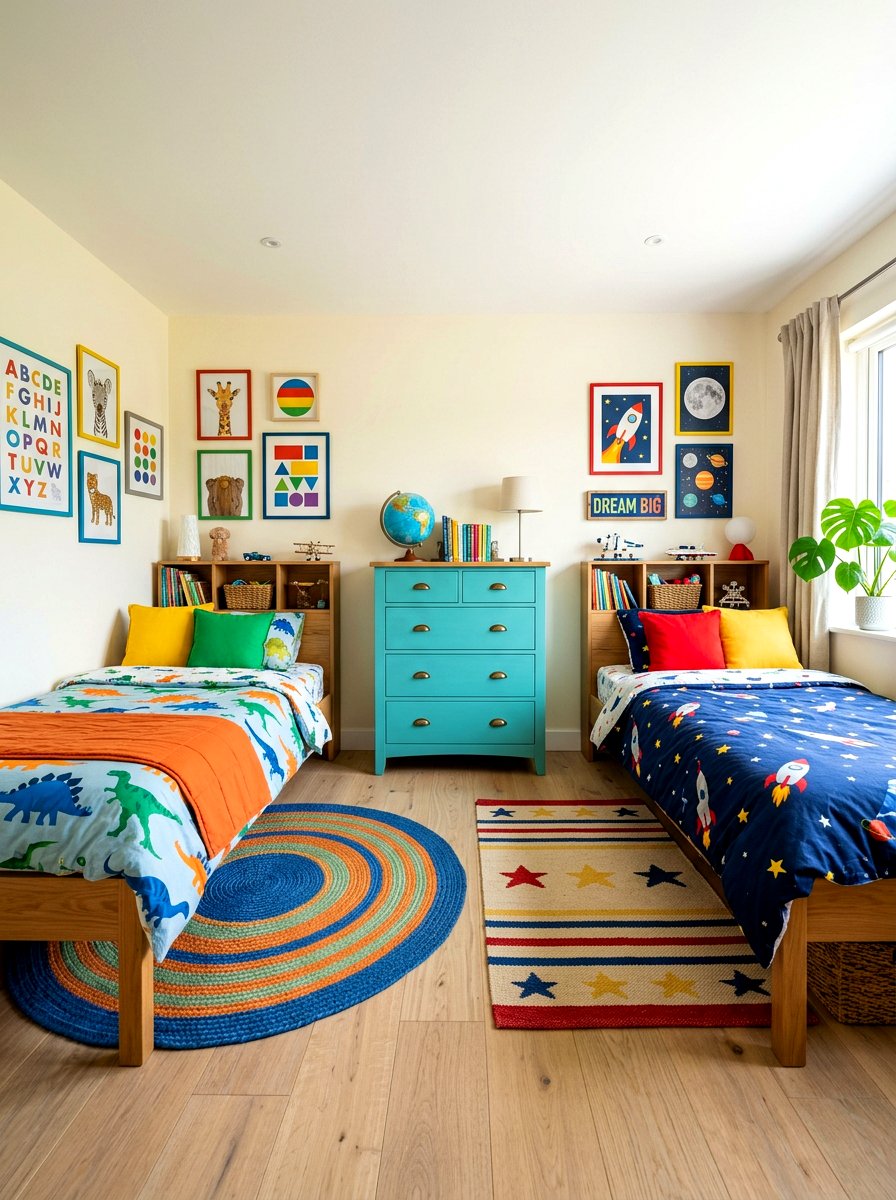 Shared kids bedroom - 30 room zoning furniture layout ideas