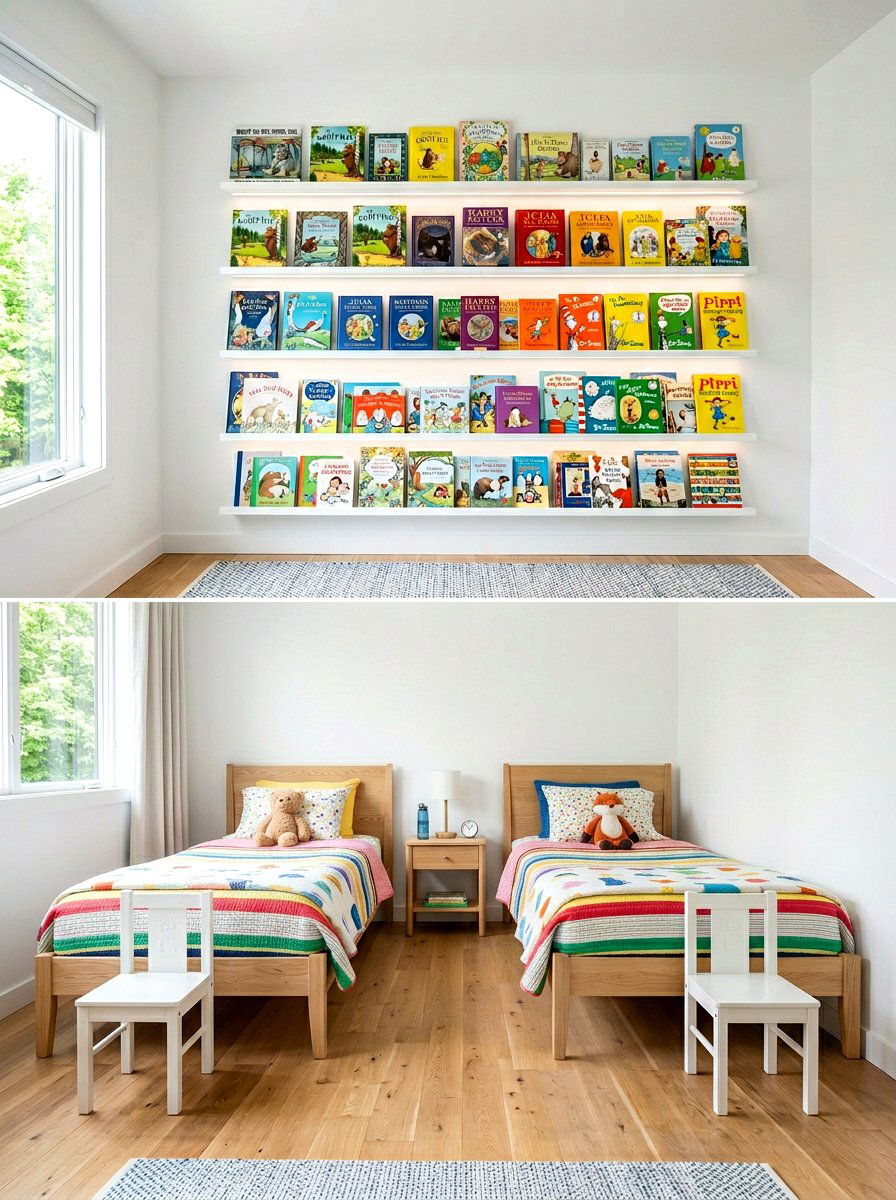 Shared room book storage - 30 shared kids room ideas