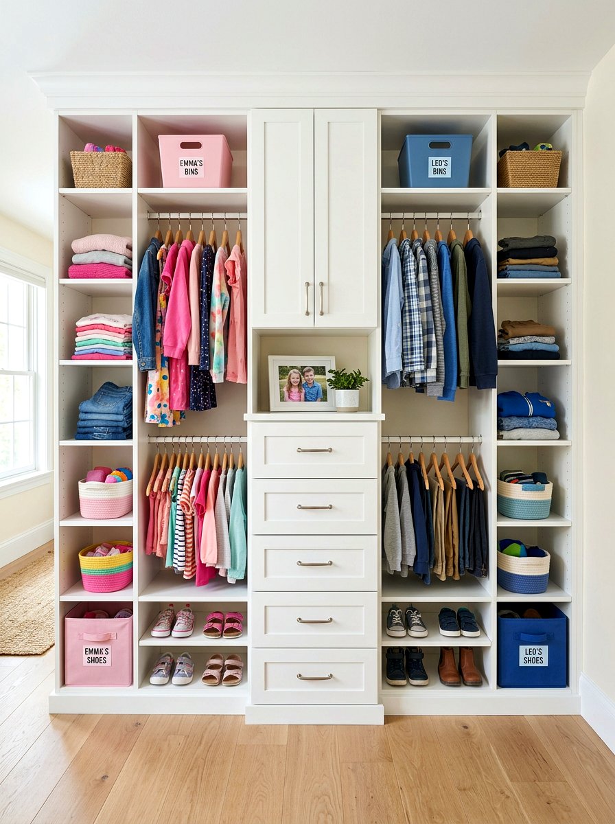 Shared sibling closet - 30 kids closet system ideas