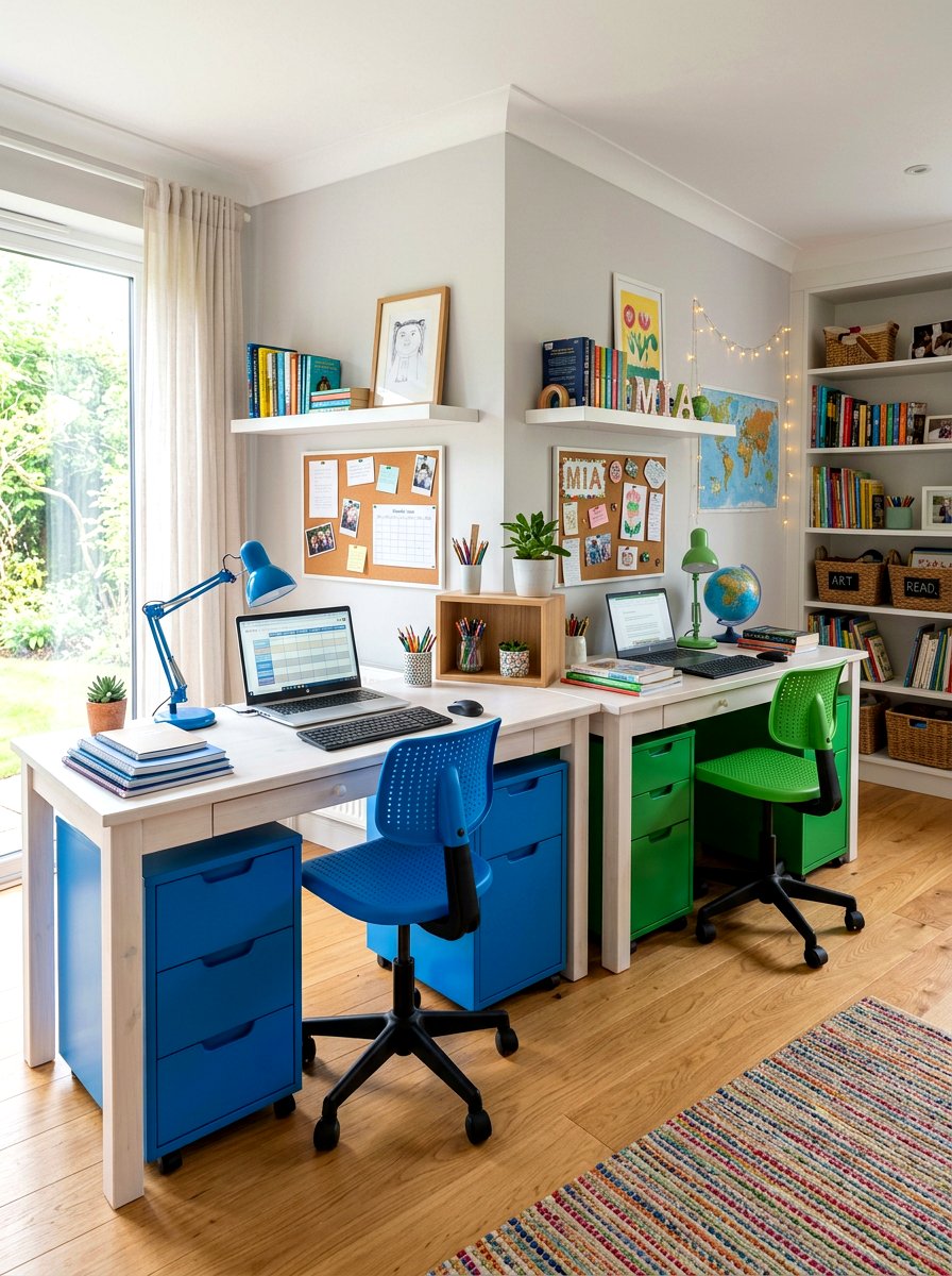 Shared sibling study space - 30 homework nook ideas