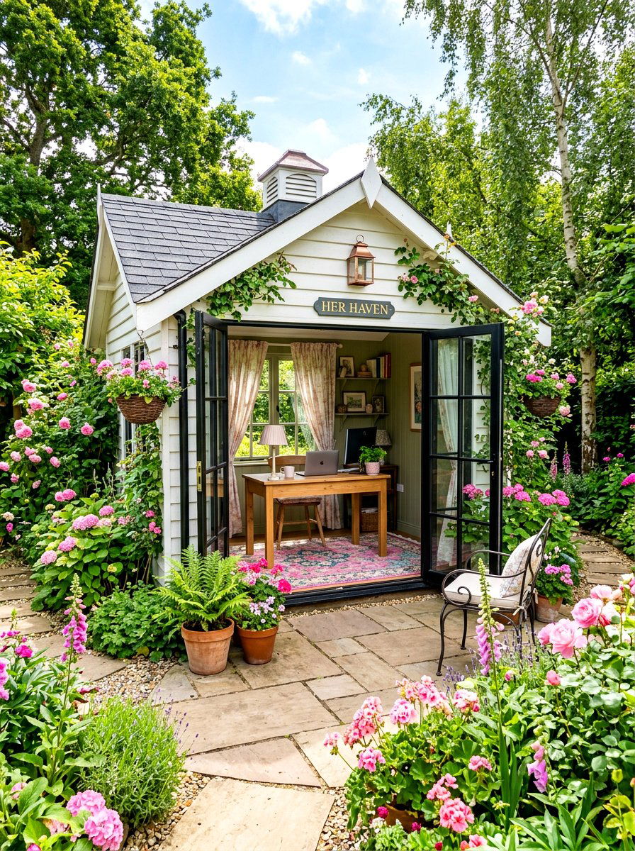 She Shed Office - 30 feminine office ideas