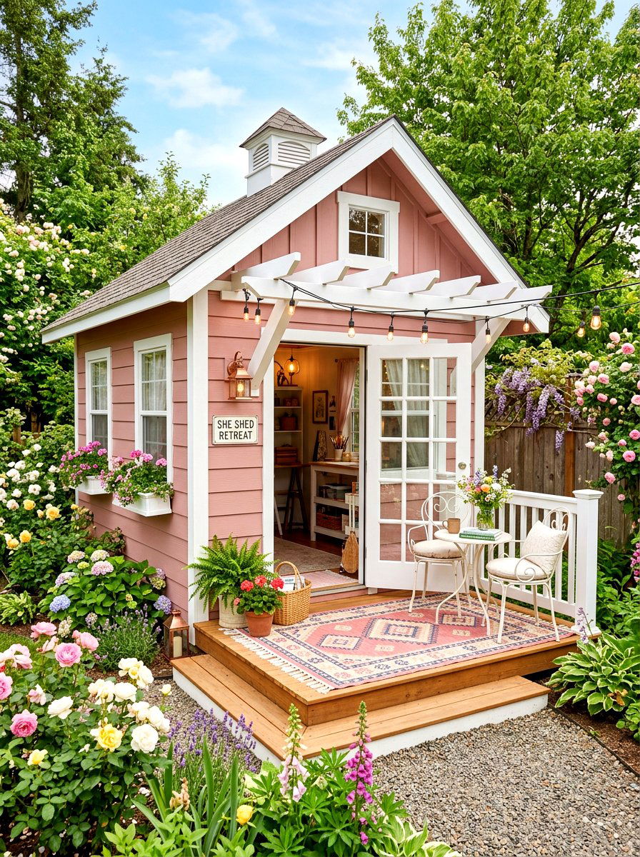 She Shed Retreat - 30 cottage shed ideas