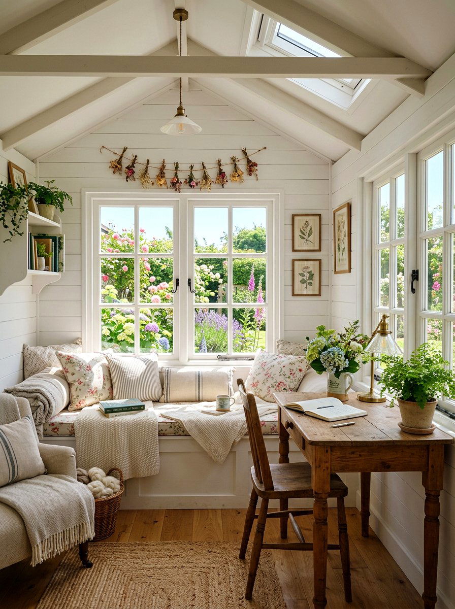 She shed interior - 30 feminine home studio ideas
