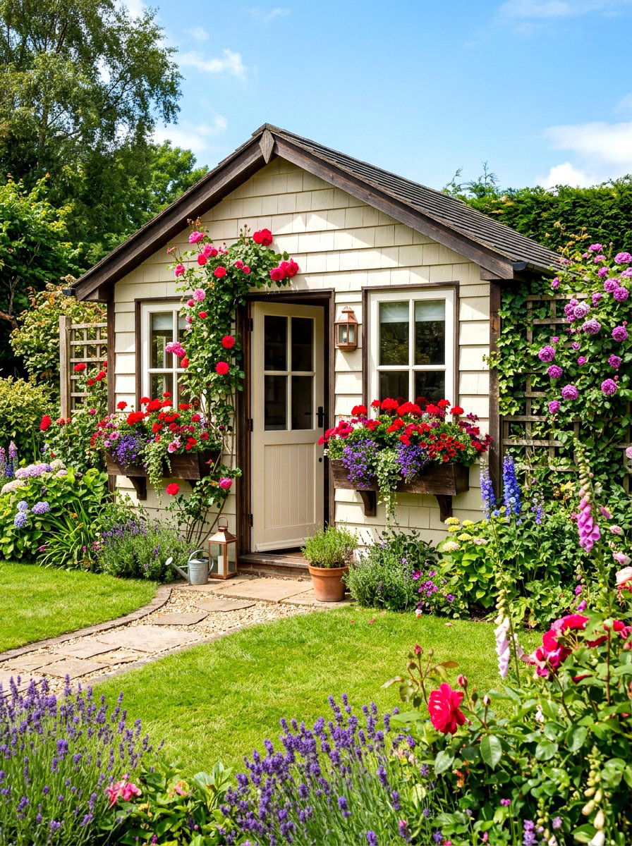 Shed With Flower Boxes - 30 garden shed ideas