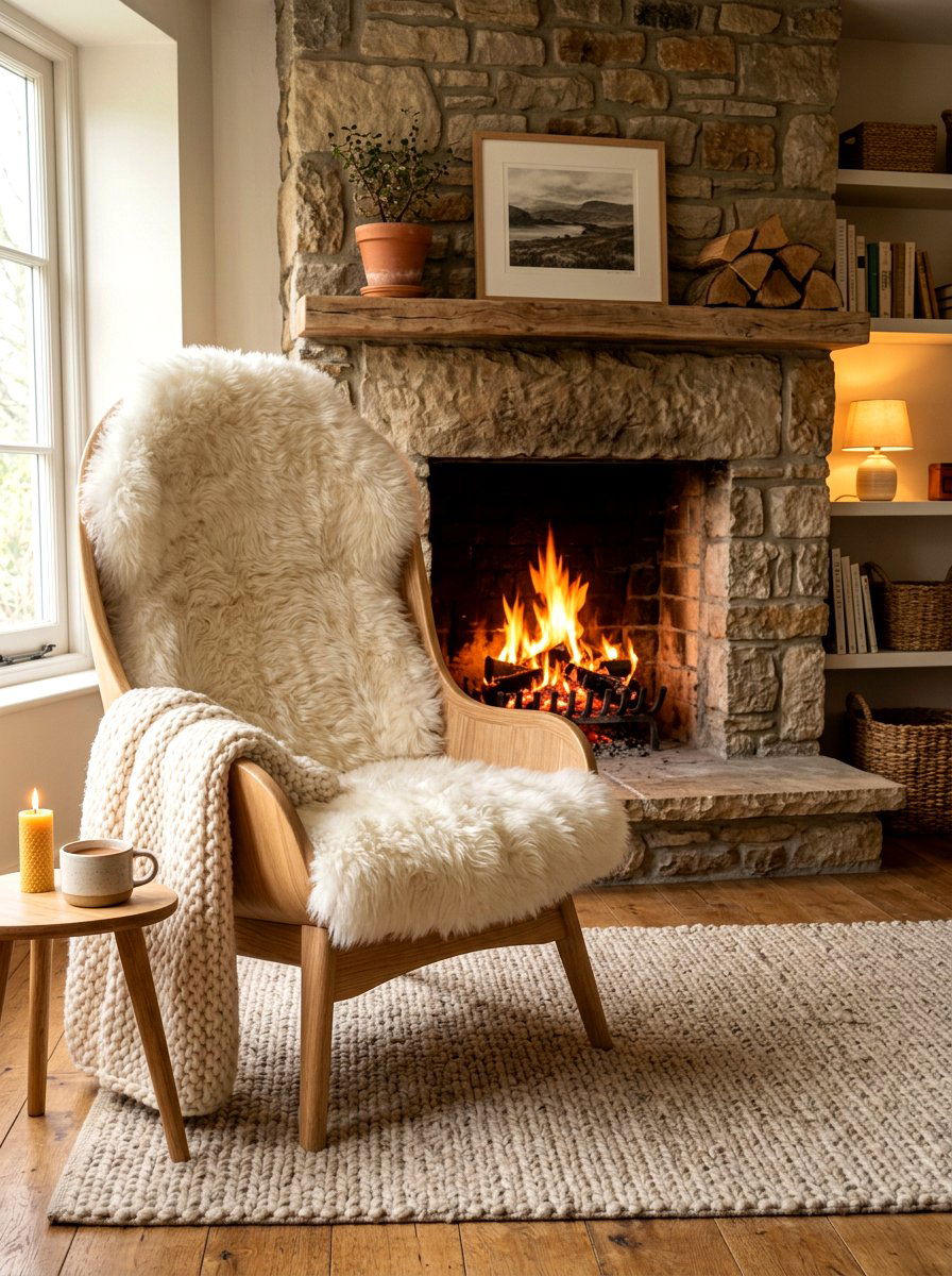 Sheepskin Lined Cocoon Chair - 30 cozy cocoon chair ideas
