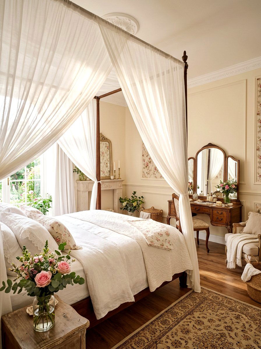 Sheer Bed Canopy - 30 elevated bedscape ideas