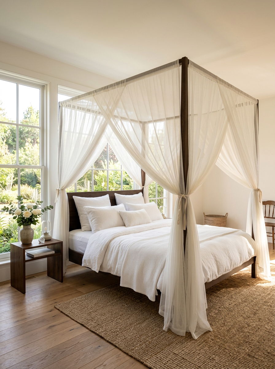 Sheer Canopy Bed - 30 soft vintage bedroom ideas