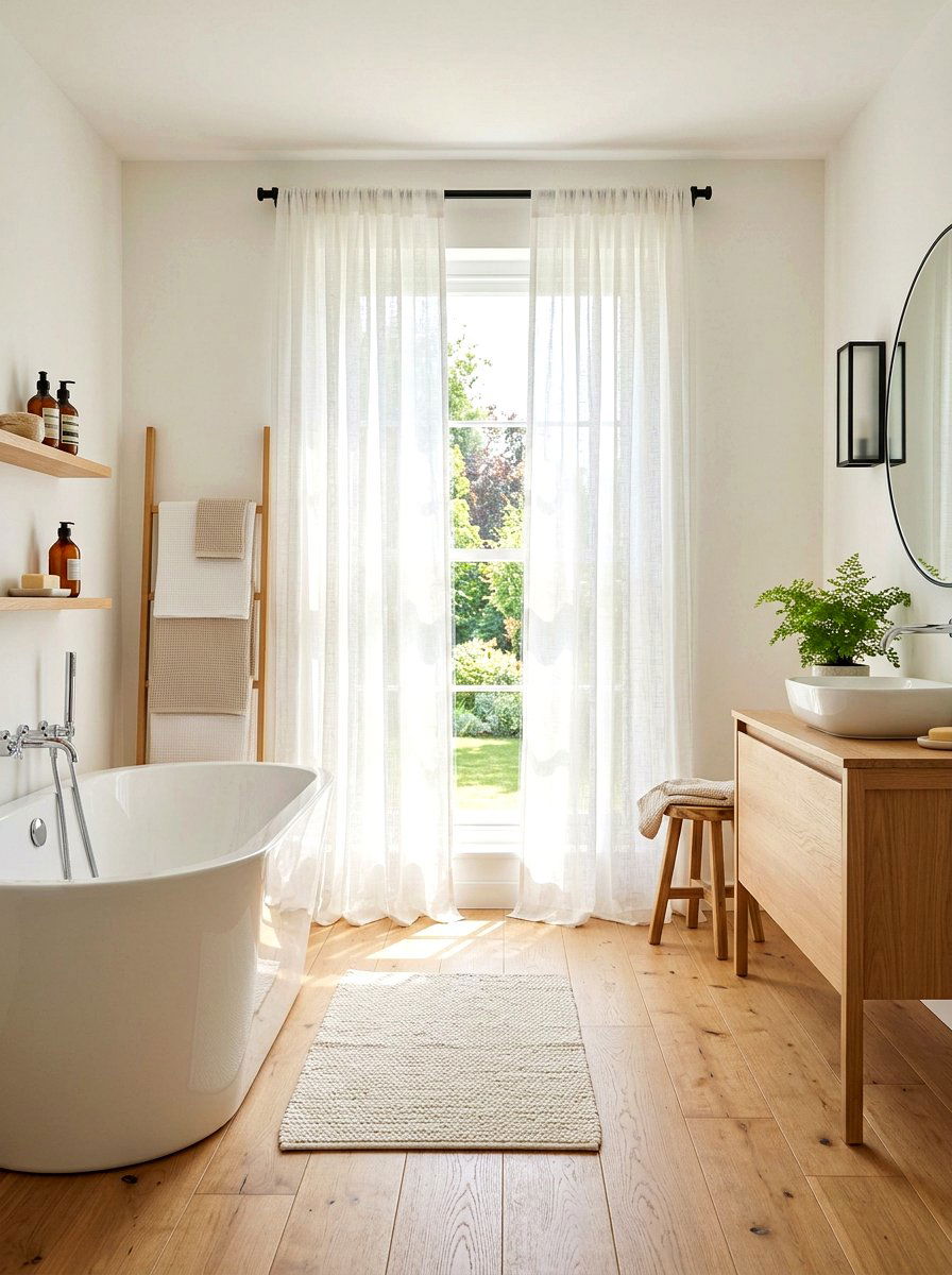 Sheer Curtain Bathroom - 30 summer bathroom decor ideas