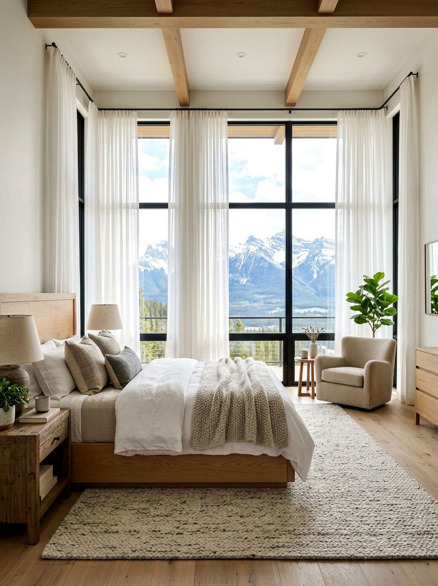 Sheer Curtain Mountain Bedroom - 30 mountain modern bedroom ideas