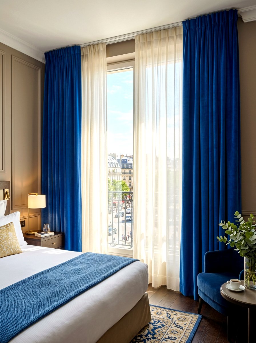Sheer Hotel Curtains - 30 hotel style bedroom ideas