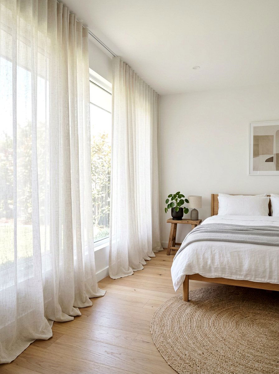 Sheer Linen Curtains - 30 organic modern bedroom ideas