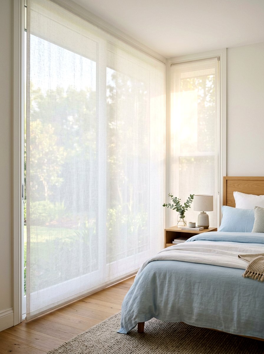 Sheer Linen Window Blinds - 30 low stimulation bedroom decor ideas