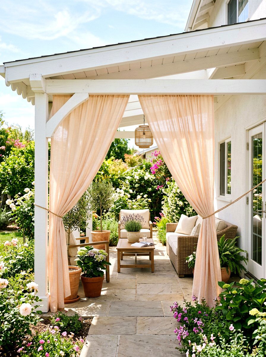 Sheer Outdoor Drape - 30 sunset inspired patio ideas