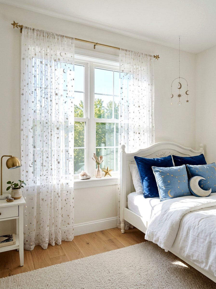 Sheer Star Sequin Curtains - 30 extra celestial bedroom ideas