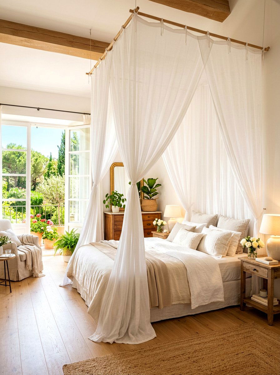 Sheer White Canopy - 30 cloud inspired bedroom ideas