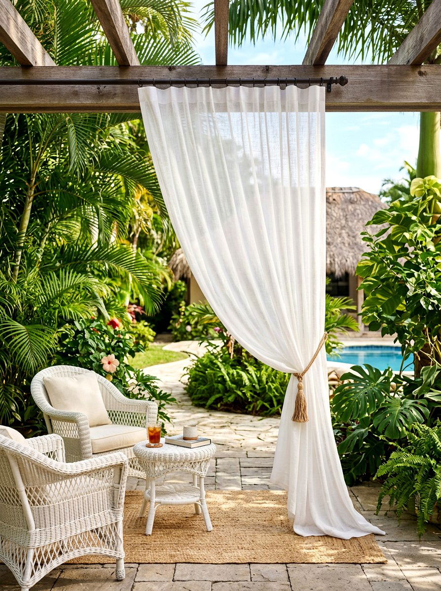 Sheer White Curtain - 30 gazebo curtain ideas