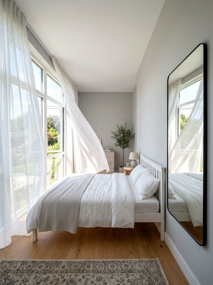 Sheer White Curtains - 30 summer bedroom decor ideas