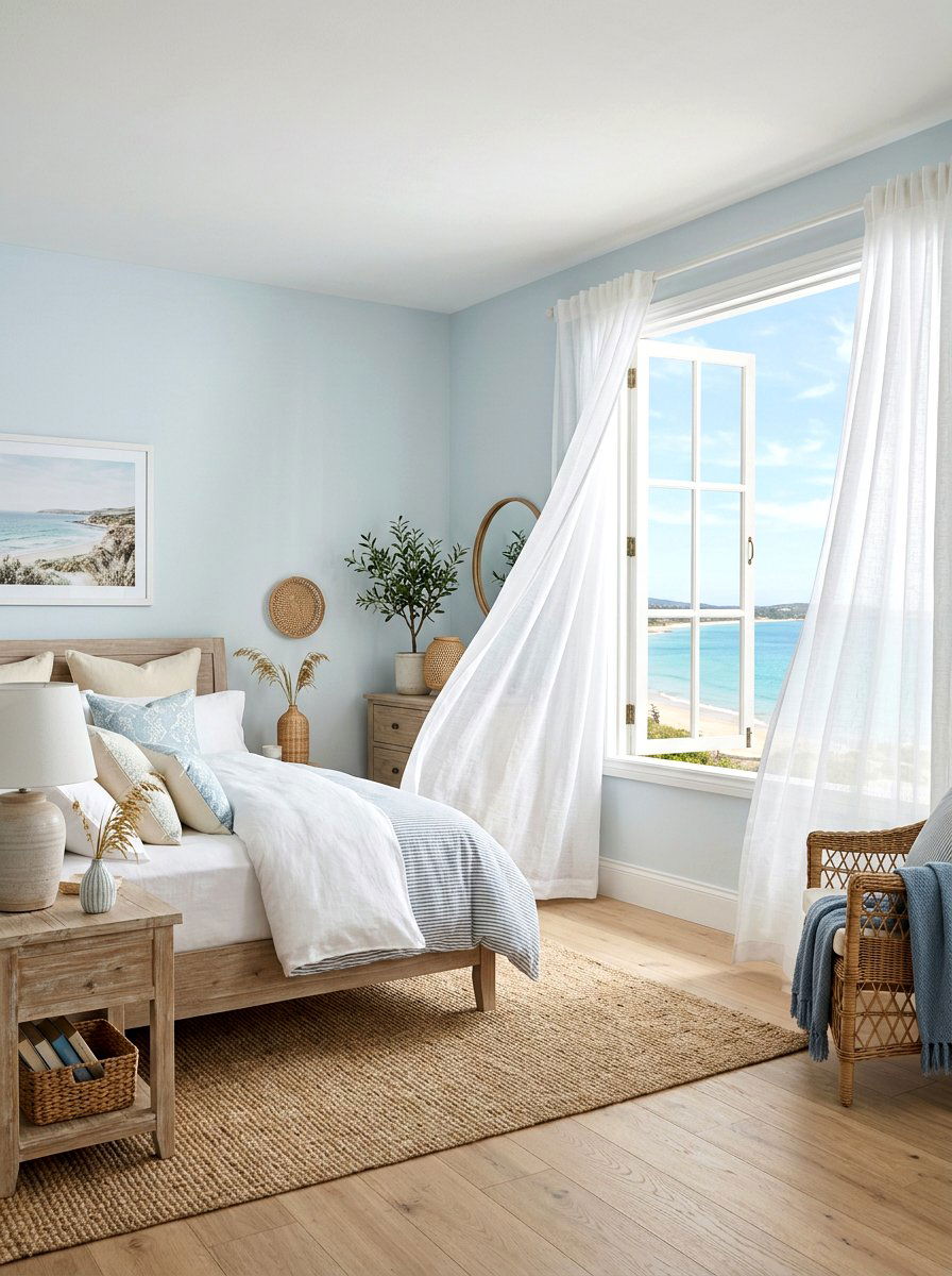 Sheer Window Curtain - 30 romantic hotel bedroom ideas