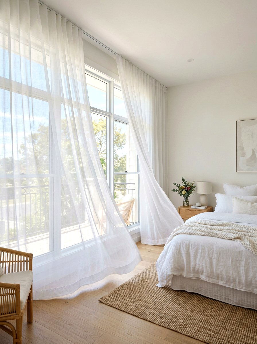 Sheer Window Curtains - 30 sanctuary bedroom ideas