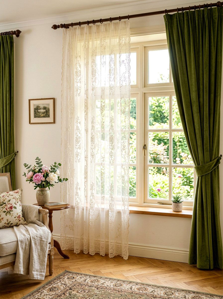Sheer lace curtain - 30 fairycore bedroom ideas